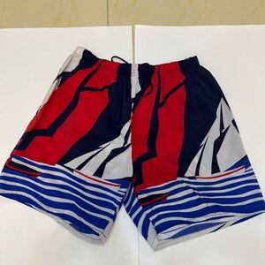 Nautica Swim Trunks Breathable Quick Dry Red White Blue Sailboats Sails Pockets